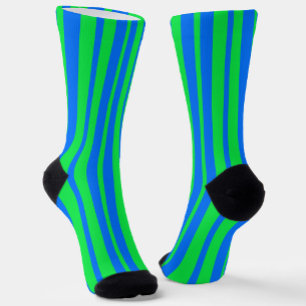 Blue Green Stylish Stripes Pattern Design Socks