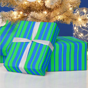 Blue Green Stylish Stripes Pattern Design Wrapping Paper