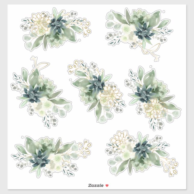Blue Green Succulent Fauna Flower Bunch (Sheet)