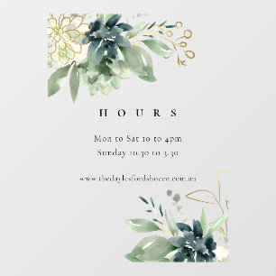Blue Green Succulent Fauna Opening Hours Window Cling