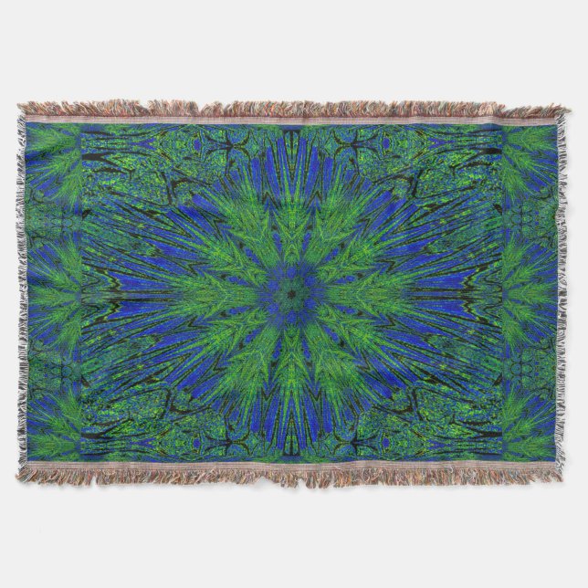 Blue Green Summer Throw Blanket (Front)