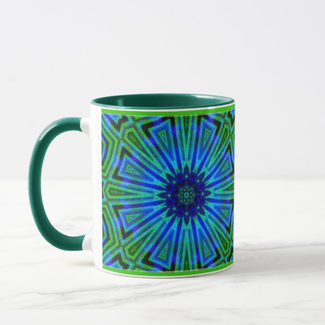 Blue Green Sunburst Mug (Left)