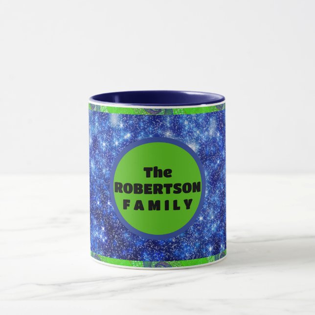 Blue & Green Swirling Stars Mug (Center)