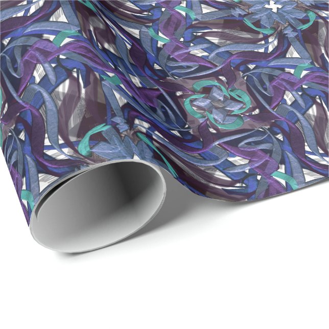 Blue Green Swirls Wrapping Paper (Roll Corner)