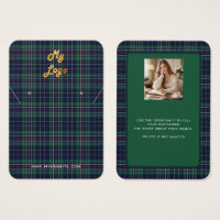 Blue Green tartan jewellery photo display card