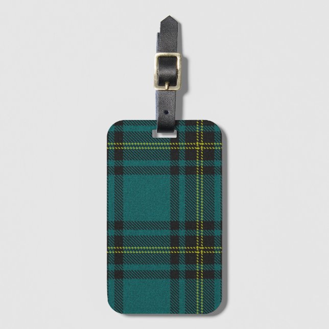 Blue-Green Tartan Luggage Tag (Front Vertical)