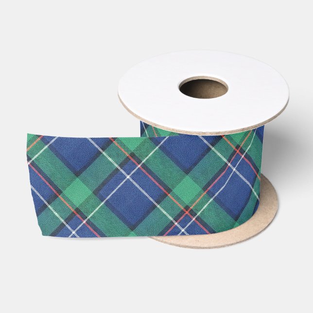 Blue Green Tartan Pattern Plaid Satin Ribbon (Spool)
