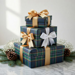 Blue Green Tartan Plaid Wrapping Paper