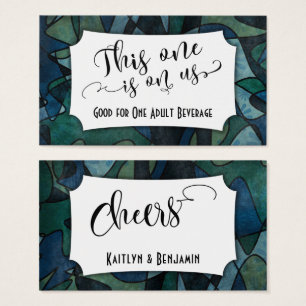 Blue, green Teal Abstract Art Drink Ticket