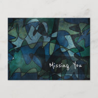 Blue, Green, Teal Abstract Art "Missing You"