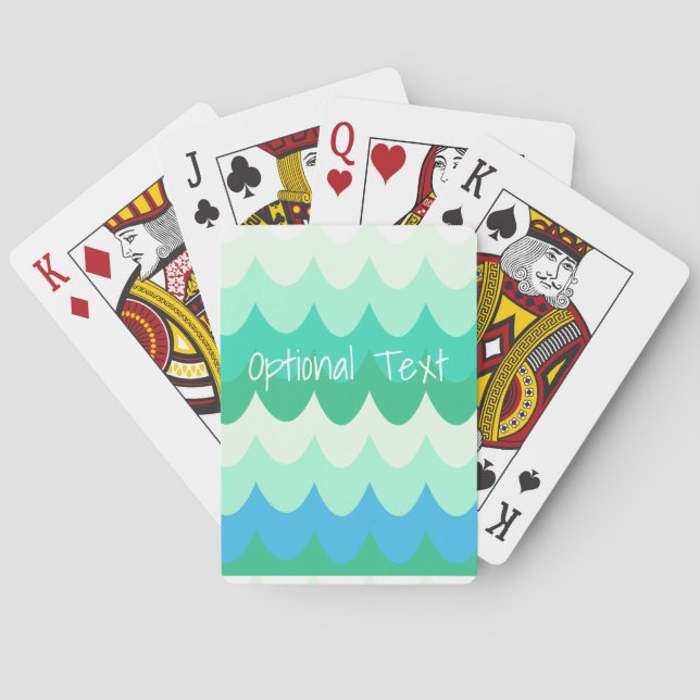 Blue, Green & Teal Geometric Sea Waves  Playing Cards (Back)