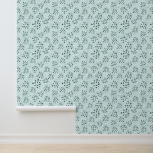 Blue Green Teal Leafy Splotches Design Wallpaper