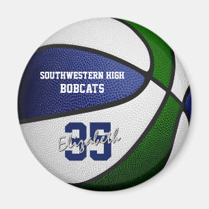 blue green team colours girls boys basketball magnet