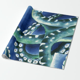 Blue Green Tentacles Wrapping Paper