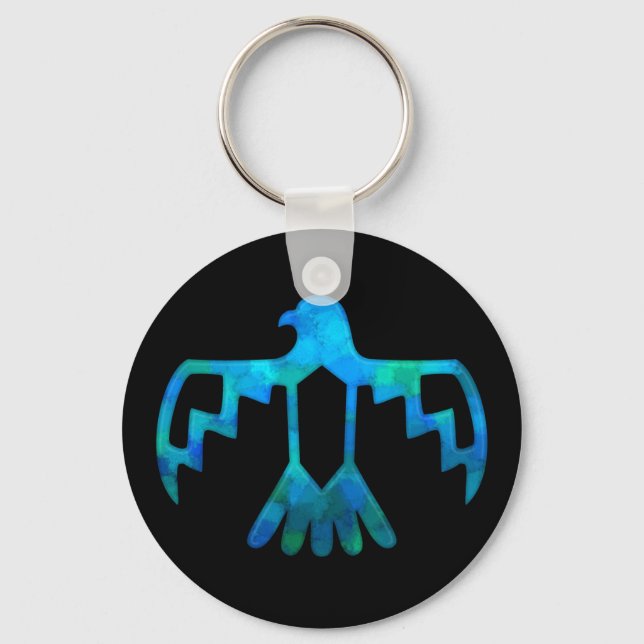 Blue-Green Thunderbird Keychain (Front)
