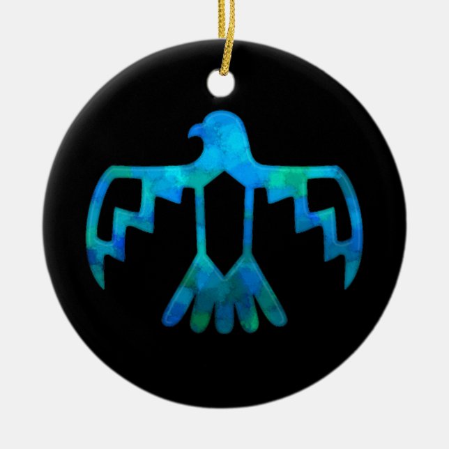 Blue-Green Thunderbird Ornament (Front)