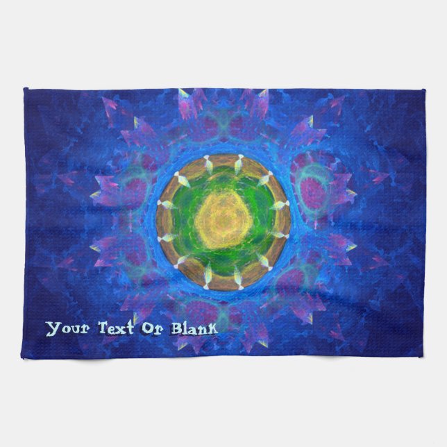 Blue-Green Tie Dye Tea Towel (Horizontal)