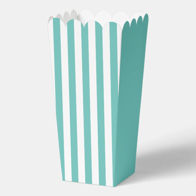 Blue Green Tosca Stripes Popcorn Favour Box (Front)