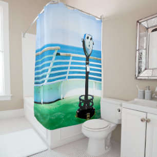 Blue Green Tourist Binoculars Shower Curtain
