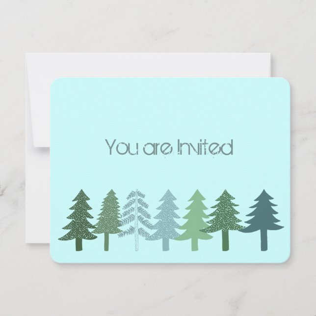Blue Green Trees Baby Shower Invitation (Front)