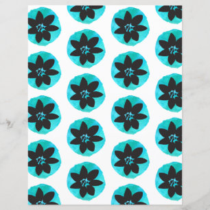 Blue Green Tropical Flower Pattern Scrapbook Paper