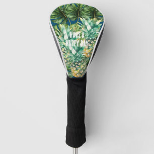 Blue Green Tropical Leaves Pineapples Golf Head Cover