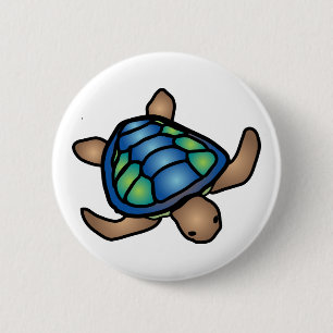 Blue Green Turtle Button