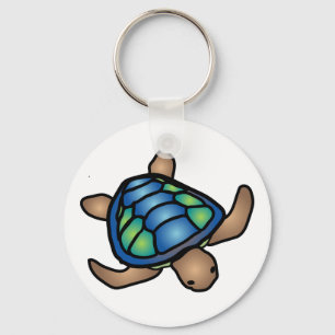 Blue Green Turtle Keychain
