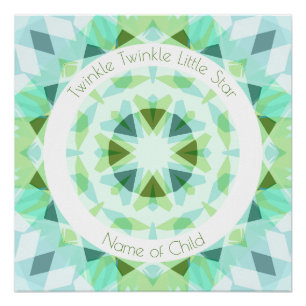 Blue Green Twinkle Little Star Baby Child Nursery Poster