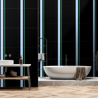 Blue Green  Vertical Stripe Black   Wallpaper