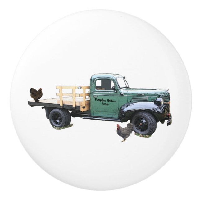 Blue Green Vintage Farm Truck Drawer Pull (Front)