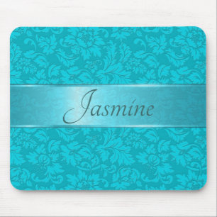 Blue-Green  Vintage Floral Damasks Mouse Mat