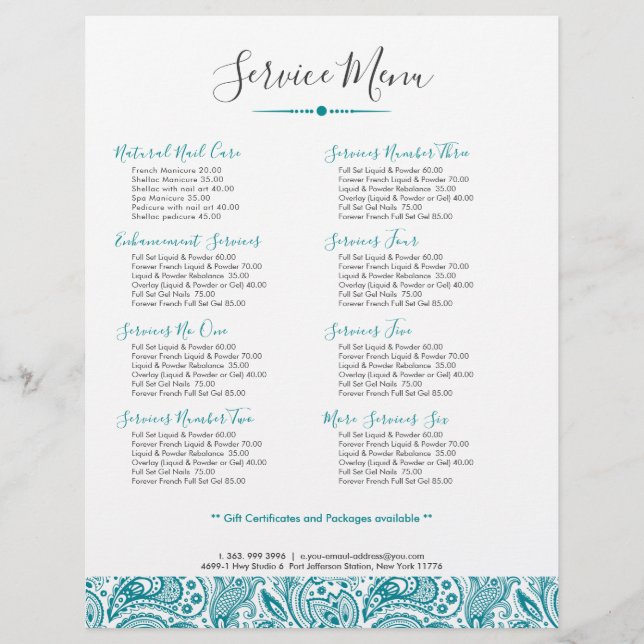 Blue-Green Vintage Paisley Lace Flyer (Front)