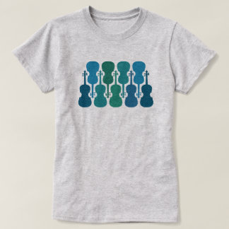 Blue Green Violin T-Shirt for Women 