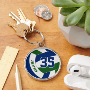 blue green volleyball team colors his custom name key ring