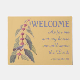 Blue Green Warbler Bird and Verse Doormat