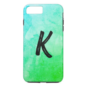 Blue Green / Water Colour / Monogram iPhone 8 Plus/7 Plus Case
