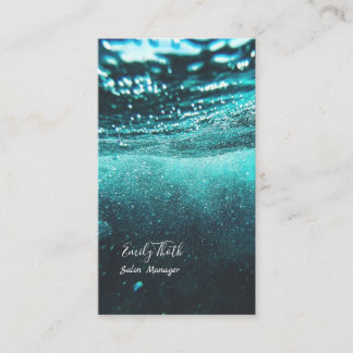 Blue green water design business card