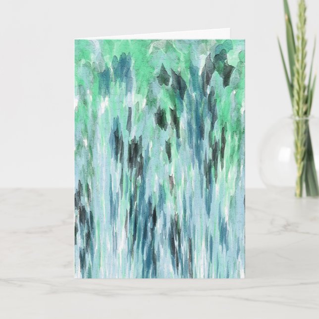 Blue & Green Watercolor Abstract - Blank Card (Front)