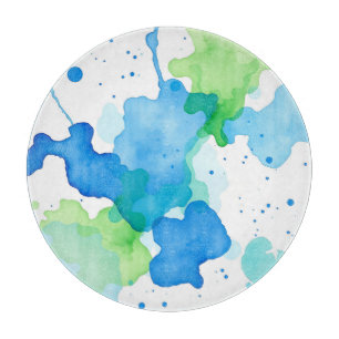 Blue Green Watercolor Abstract Pattern Cutting Board
