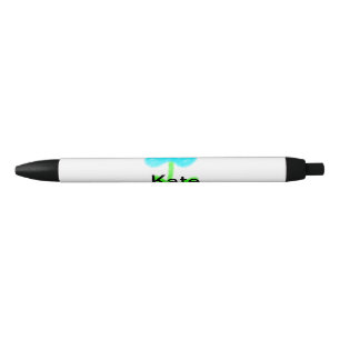 Blue green watercolor add your name text custom black ink pen