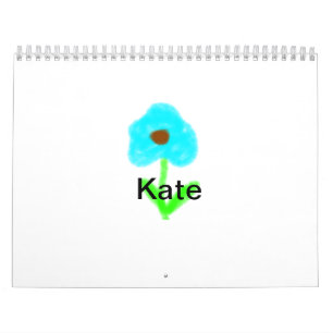 Blue green watercolor add your name text custom calendar