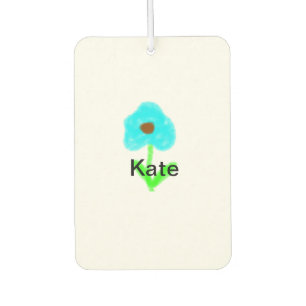 Blue green watercolor add your name text custom car air freshener