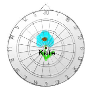 Blue green watercolor add your name text custom  dartboard