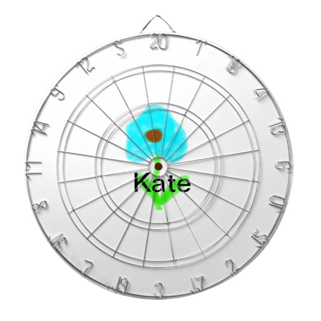 Blue green watercolor add your name text custom  dartboard (Front)