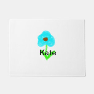 Blue green watercolor add your name text custom doormat