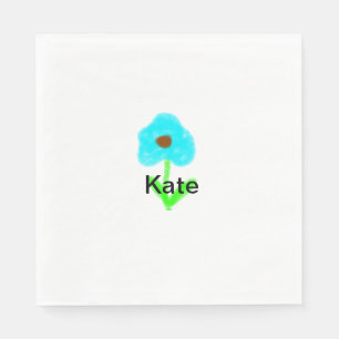 Blue green watercolor add your name text custom napkin