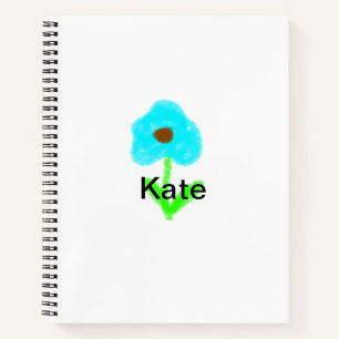 Blue green watercolor add your name text custom  notebook