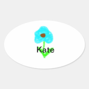 Blue green watercolor add your name text custom  oval sticker