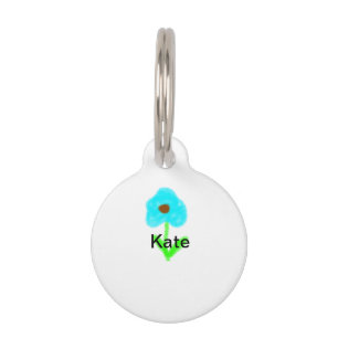 Blue green watercolor add your name text custom  pet tag